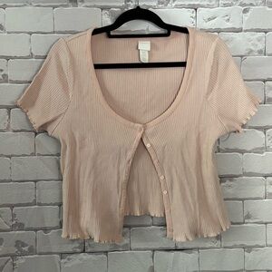 H&M Pink Flutter Sleeve Crop Blouse